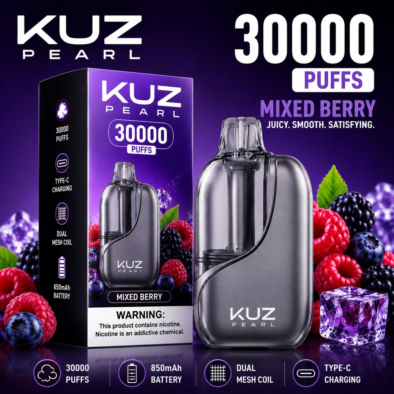 kuz pearl mixed berry – 30000 puffs