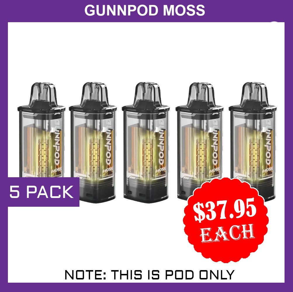 gunnpod moss – 5 pack – 8000 puffs – pod only